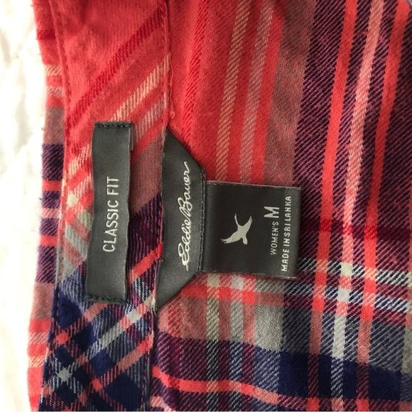 EUC 2 Women’s Cotton Plaid Plaid Flannel Shirts (Abercrombie & Eddie Bauer) - Picture 5 of 16